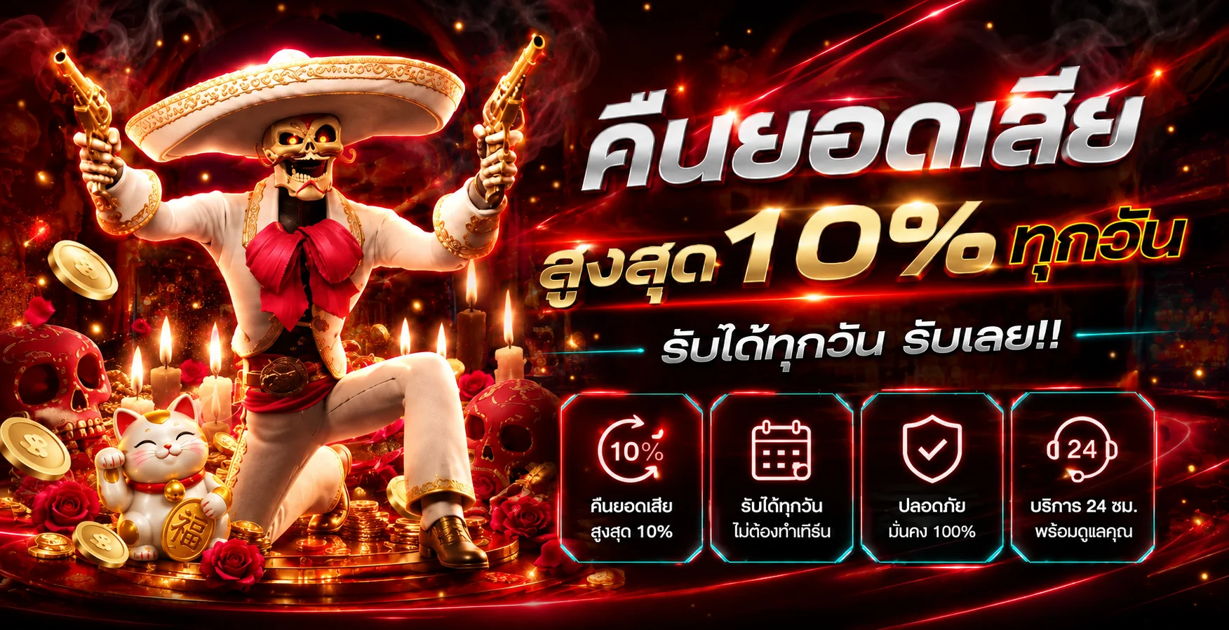 โปรโมชั่นคืนยอดเสีย Suki789 พร้อมตัวละครแมวกวัก